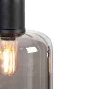 Lampada-a-sospensione-di-design-nera-con-vetro-fumé-3-luci-161,5-cm---Qara