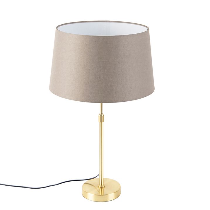 Stolná lampa zlatá/mosadzná s tienidlom z ľanu taupe 35 cm - Parte