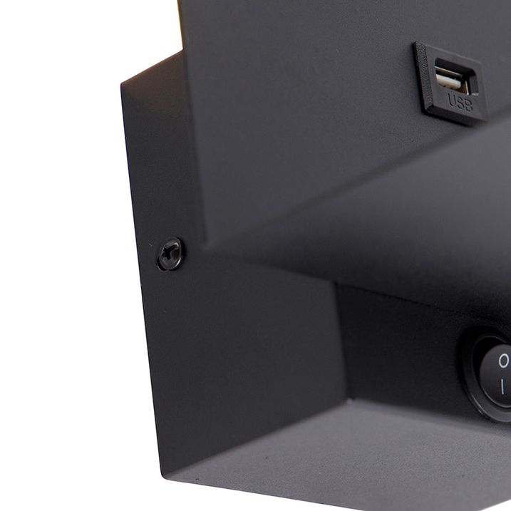 Llambë muri moderne e zezë me lidhje USB - Flero