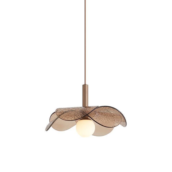 Design hanglamp donker brons met amberkleurig glas - Kemner