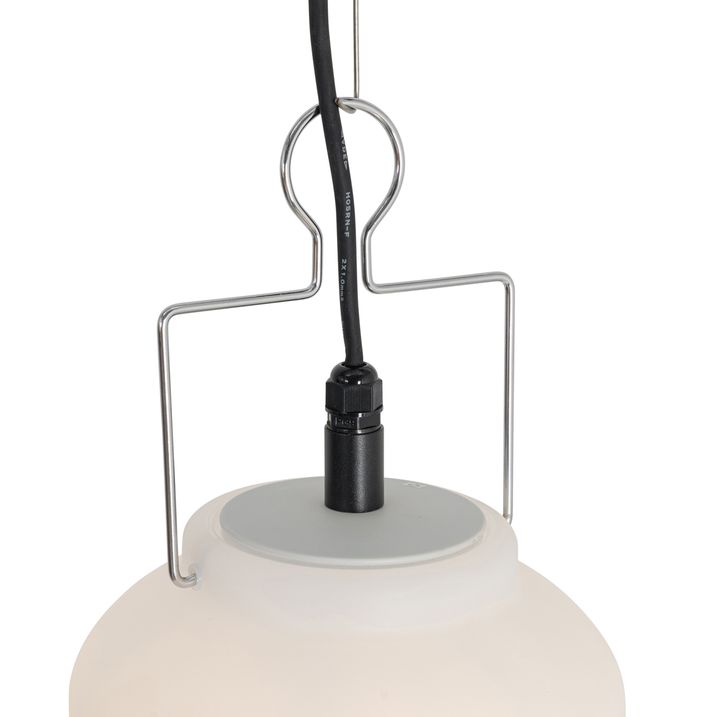 Venkovní závěsná lampa bílá 20 cm se zástrčkou IP44 - Pion