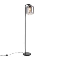 Smart-gulvlampe-sort-med-røgglas-inkl.-WiFi-ST64---Qara-Down