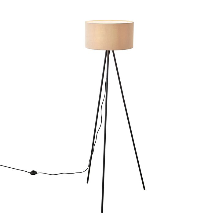 Moderne tripod vloerlamp taupe met velours kap - Luz