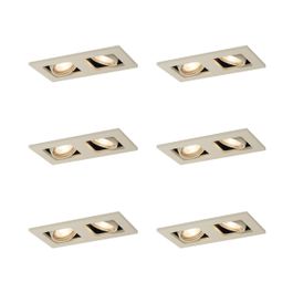 Set of 6 Modern Recessed Spotlights Beige GU10 50mm Adjustable 2-Lights - Qure