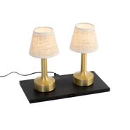 Set-mit-2-Tischleuchten-Gold-mit-Beige-RGBW-wiederaufladbar---Elise