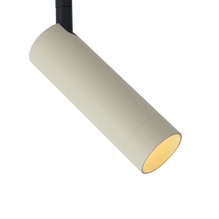 Modernus smėlio spalvos prožektorius su juoda spalva, skirtas 1 fazės bėgių sistemai GU10 35 mm - Slimline Uzzy