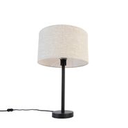Modern-Table-Lamp-Black-with-Linen-Shade-Light-Grey-35-cm---Simplo