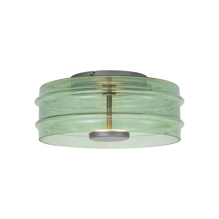 Plafonnier design couleur canon de fusil avec verre vert incluant LED à intensité variable en 3 étapes - Meadow