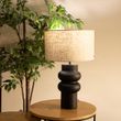 Designerska-lampa-stołowa-czarna-z-abażurem-z-tkaniny-w-kolorze-jasnoszarym-35-cm---Alisia