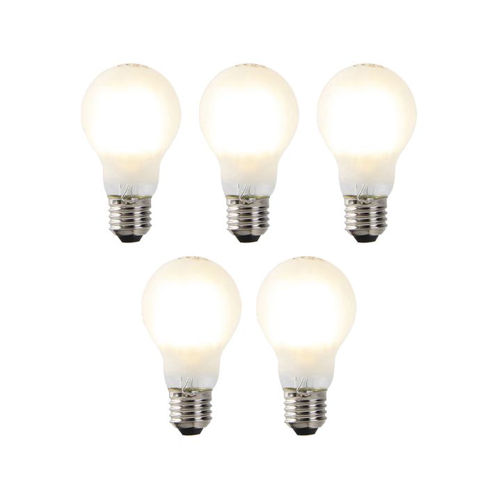 Комплект от 5 E27 димируеми LED крушки A60 матирани 7W 806lm 2700K