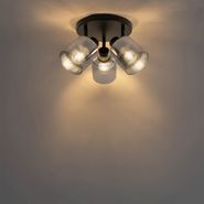 Spot-de-tavan-negru-cu-sticlă-fumurie-rotund-cu-3-lumini-reglabile---Laura