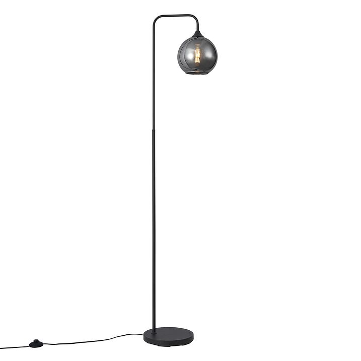 Art Deco podna lampa crna sa dimnim staklom - Sandra