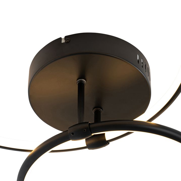 Stropní lampa černá vč. LED 3-stupňové stmívání 2-světlo - Joaniqa