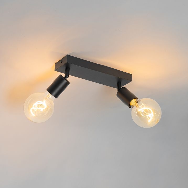 Faretto moderno nero rettangolare 2 luci - Facil