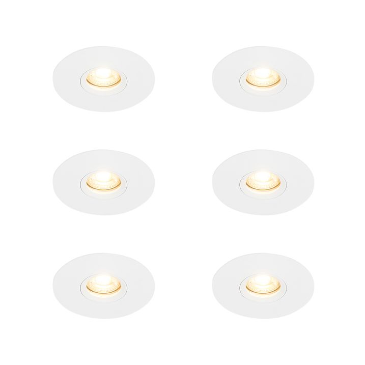 Set me 6 llamba Njolla moderne e zhytur e bardhë 12 cm - Buco