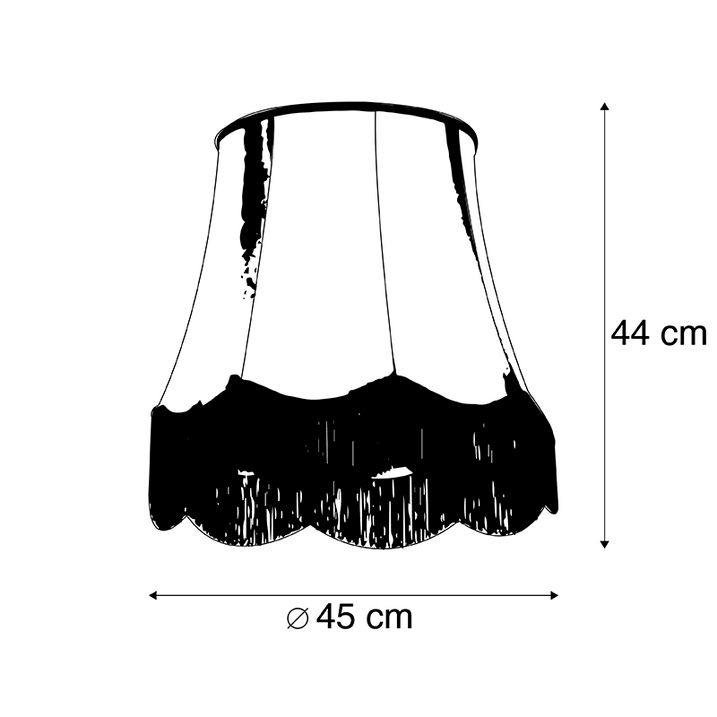 Zīda abažūrs melns ar pelēku 45 cm - Granny