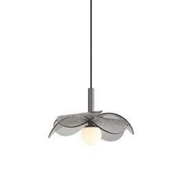 Designer pendellampe sølv med røykfarget glass - Kemner