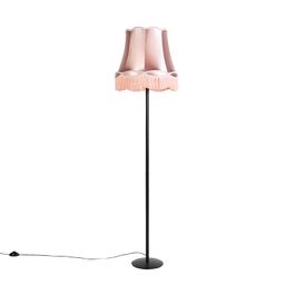 Lampadaire rétro noir avec abat-jour rose à l’ancienne 45 cm - Simplo