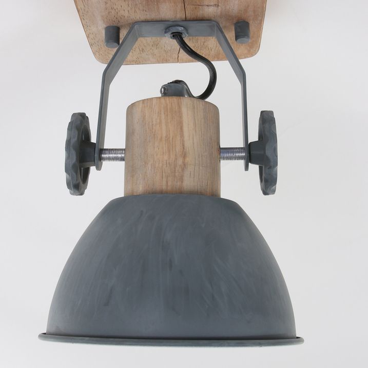 Industriële plafondspot hout met grijs draai- en kantelbaar - Gearwood