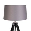 Podna-lampa-na-tronošcu-crna-sa-45cm-platnenim-abažurom-tamno-sive-boje