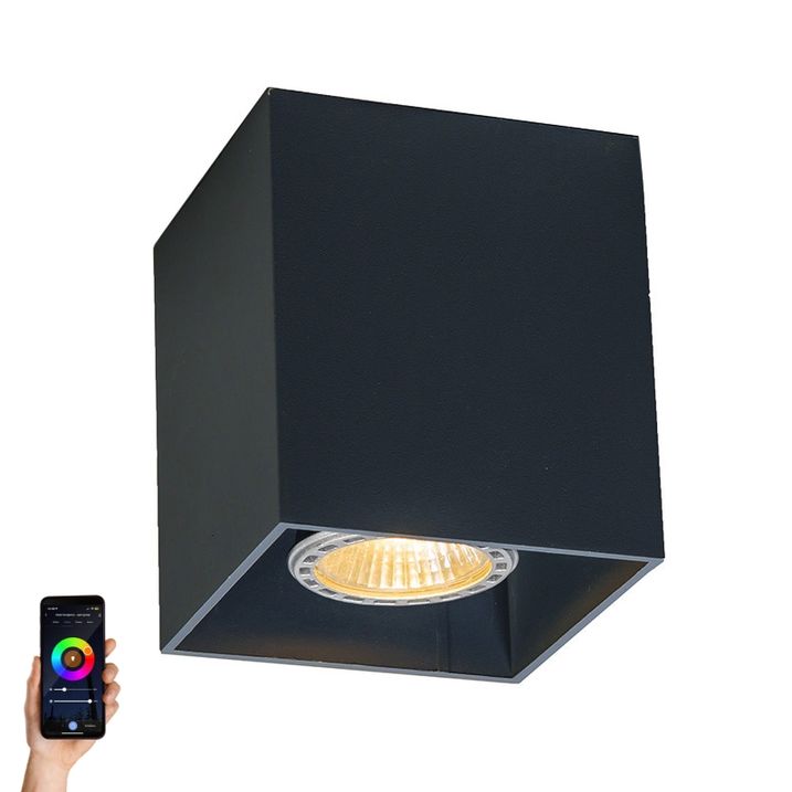 Spot intelligent noir avec WiFi GU10 - Qubo