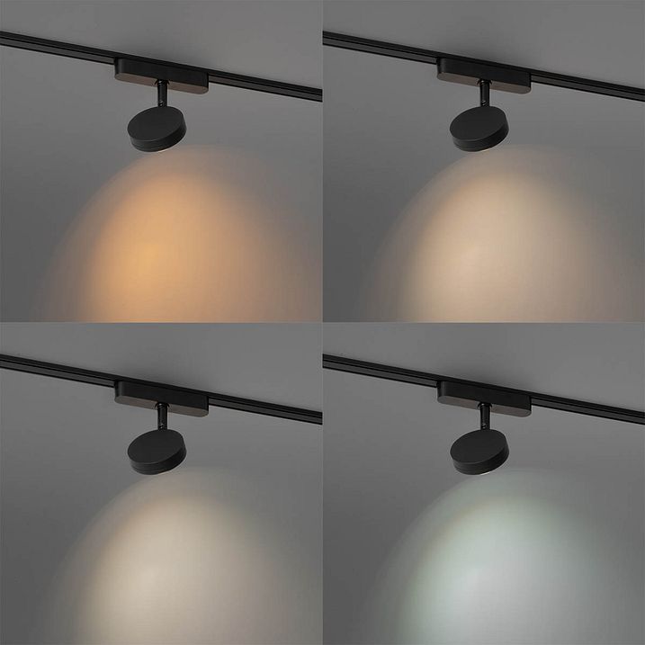 Moderne sort spotlight for 1-fase skinnesystem inkl. LED, roterbar og tiltbar - Magnetic Lance