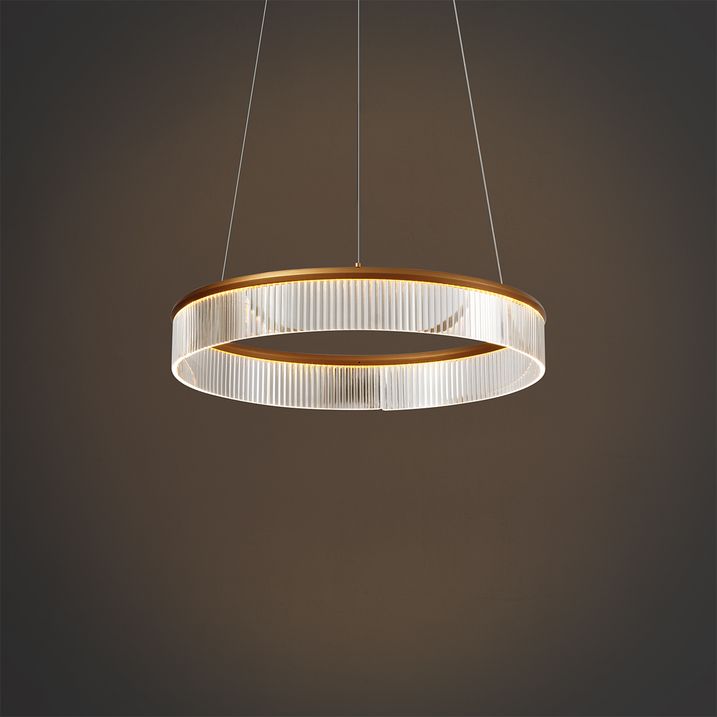 Modernus pakabinamas šviestuvas žalvario spalvos, 59 cm, su LED, 3 pakopų reguliuojamas - „Anello Chandelier“