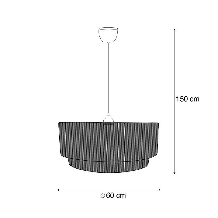 Japandi závesná lampa čierna s hnedým lanom 60cm - Smilla