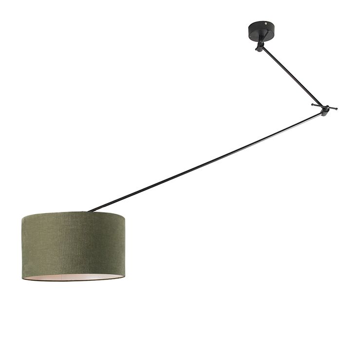 Pendant Light Black with 35 cm Green Adjustable Shade - Blitz