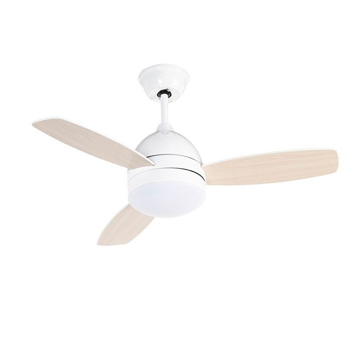 Ventilador de teto branco com impressão de madeira 96cm com controle remoto - Rotar