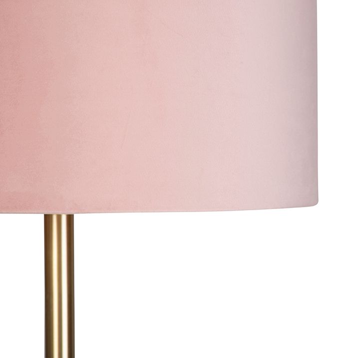 Romantische Stehleuchte Messing mit rosa Schirm 40 cm - Simplo