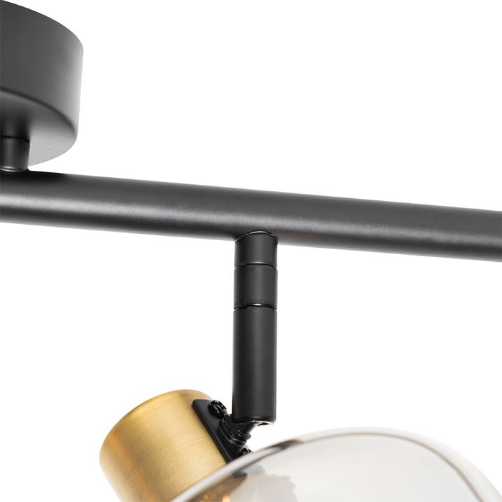 Smart plafondspot zwart met goud met smoke glas 4-lichts incl. 4 Wifi P45 - Zuzanna