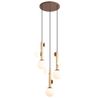 Japandi hanglamp beige en hout print met wit glas 9-lichts - Xandra