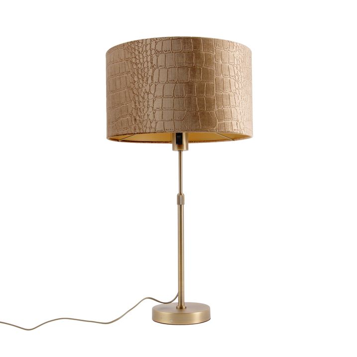 Stolná lampa bronzová so zamatovým tienidlom krokodíl 35cm - Parte