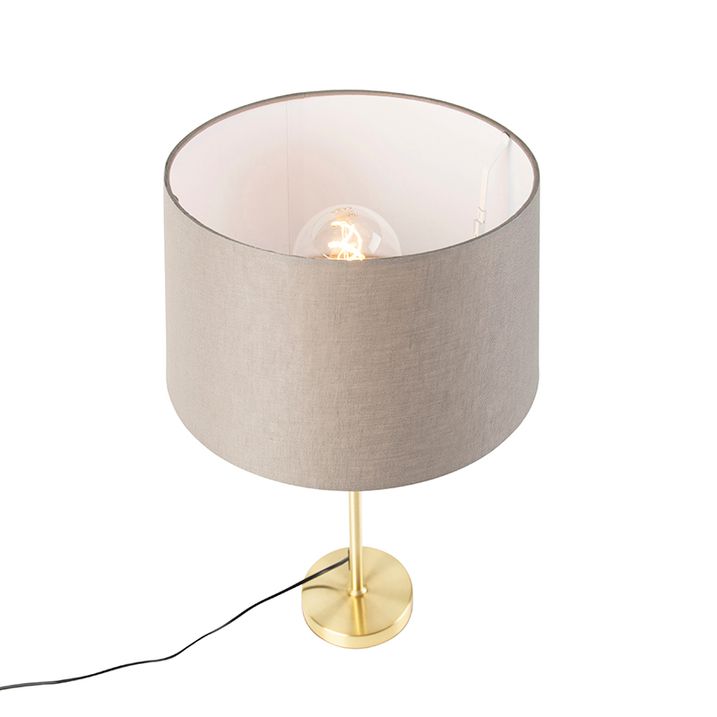 Stolná lampa zlatá/mosadzná s tienidlom z ľanu taupe 35 cm - Parte
