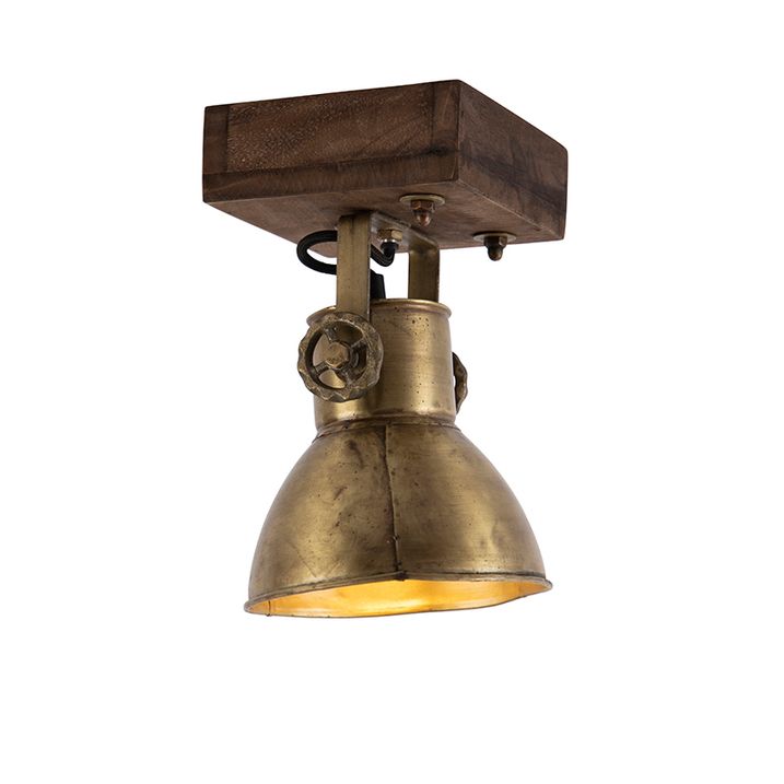 Spot de plafond intelligent bronze avec bois 18 cm incl. WiFi A60 - Mangoes