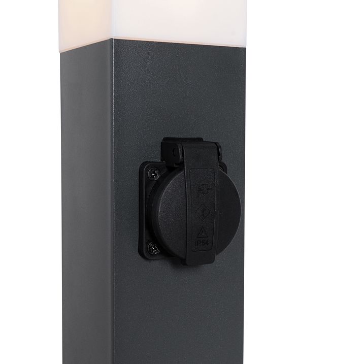 Venkovní lampa tmavě šedá 45 cm se zásuvkou IP44 - Malios
