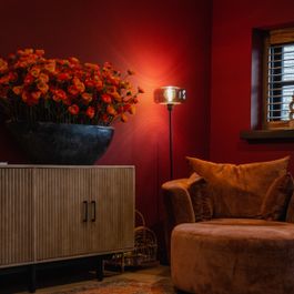 Schwarze Art-Deco-Stehleuchte mit Rauchglas - Bizle