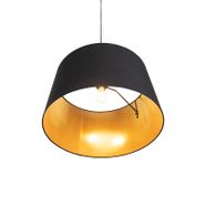 Hanglamp-met-katoenen-kap-zwart-met-goud-50-cm---Combi