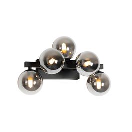 Moderní nástěnná lampa černá s kouřovým sklem 5-světlo - Bianca