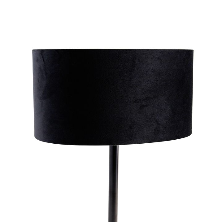 Stolová lampa čierna s oválnym zamatovým tienidlom čiernym 35 cm - Simplo