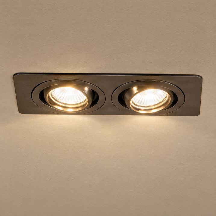 Foco embutido arredondado bronze escuro GU10 50mm giratório e inclinável IP44 2-luzes - Alberto