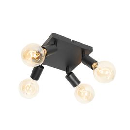 Plafoniera moderna neagra patrata cu 4 lumini - Facil