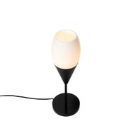 Moderne-tafellamp-zwart-met-opaal-glas---Drop