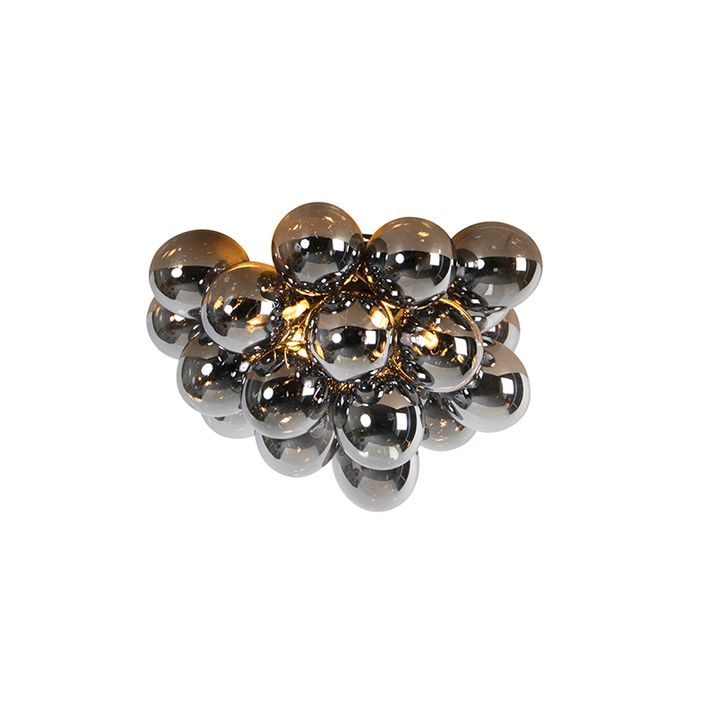 Candeeiro de teto design preto com vidro fumê 6 luzes - Uvas