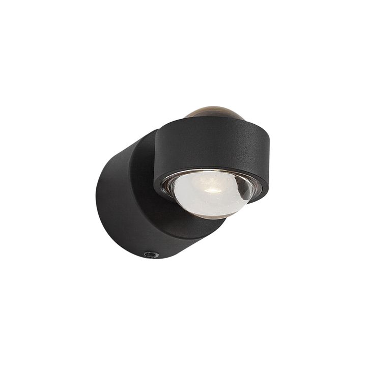 Dizajnové nástenné svietidlo čierne vrátane LED IP44 - Lens