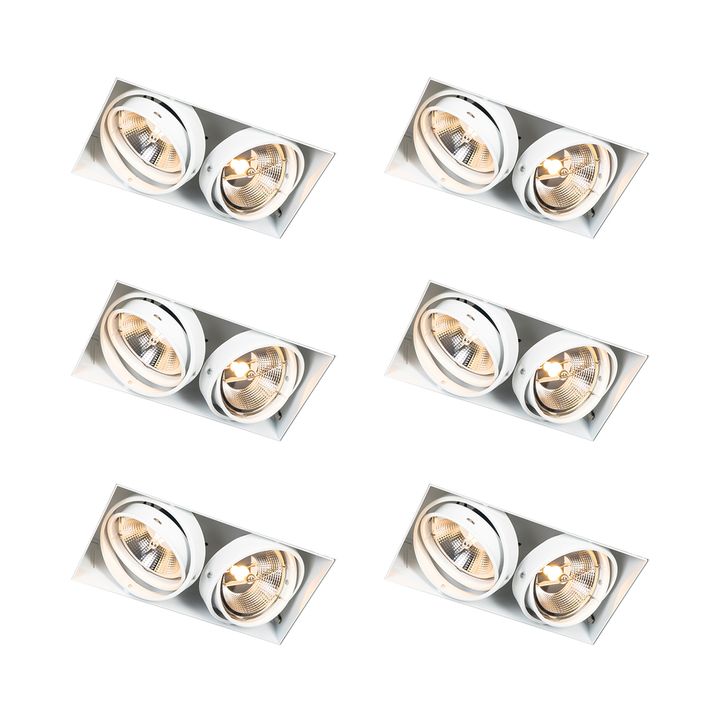 Set mit 6 Einbauspots weiß GU10 AR111 Trimless 2-flammig - Oneon