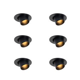 Set van 6 inbouwspots zwart GU10 35mm rond kantelbaar - Installa