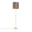 Lampadaire-or/laiton-avec-abat-jour-en-velours-taupe-40/40-cm---Parte