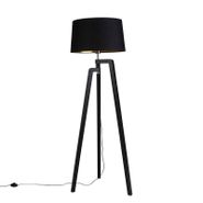Vloerlamp-tripod-met-katoenen-kap-zwart-met-goud-50-cm---Puros